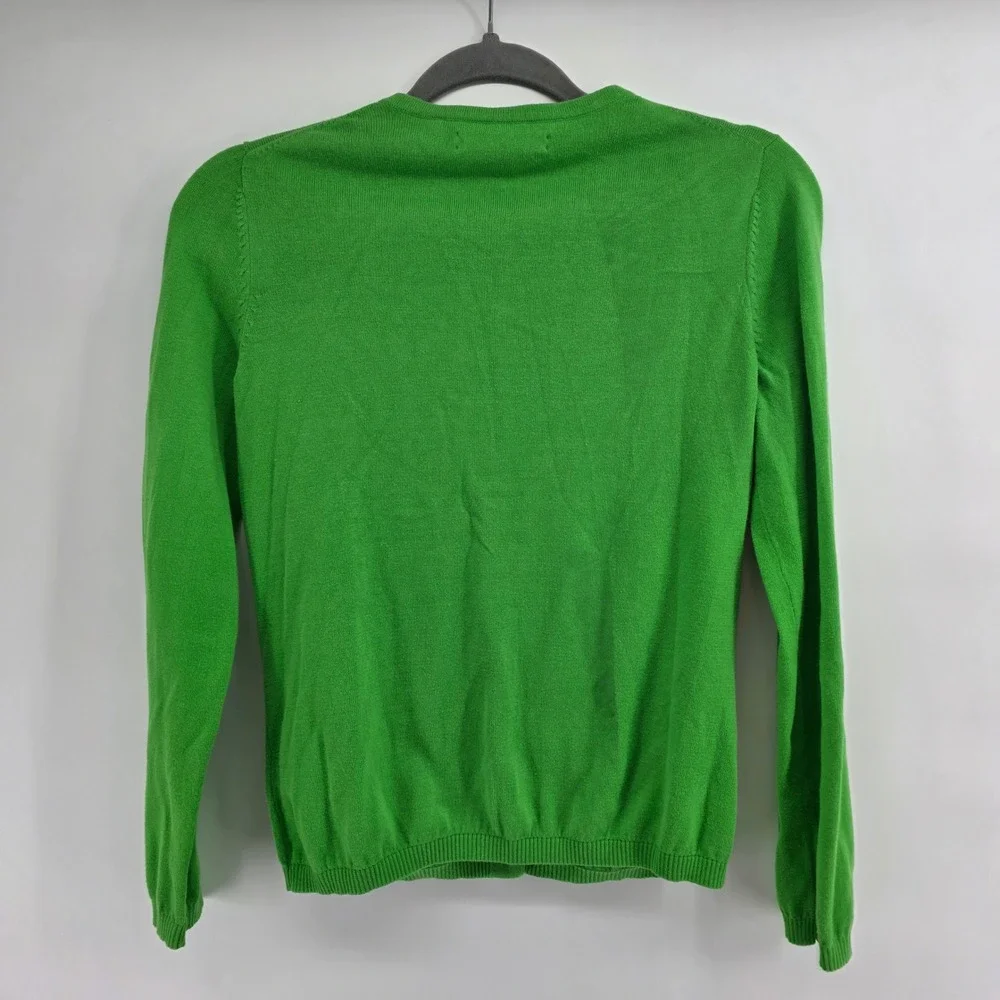 Liz Claiborne Small Cardigan Sweater Green  Button‎ Long Sleeve Cotton preppy